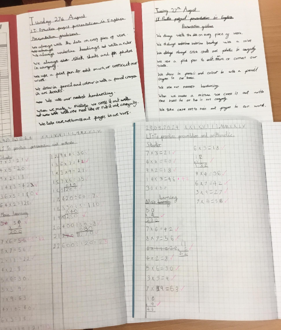 We have been practicing presentation in all of our workbooks. They look beautiful!